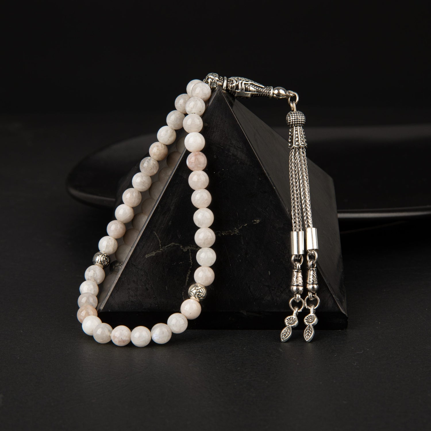 Ay Taşı Doğal Taş Tesbih 33lük - 6mm