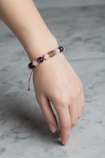 Ametist ve Pembe Kuvars Doğal Taş Bileklik – Unisex Şık Tasarım