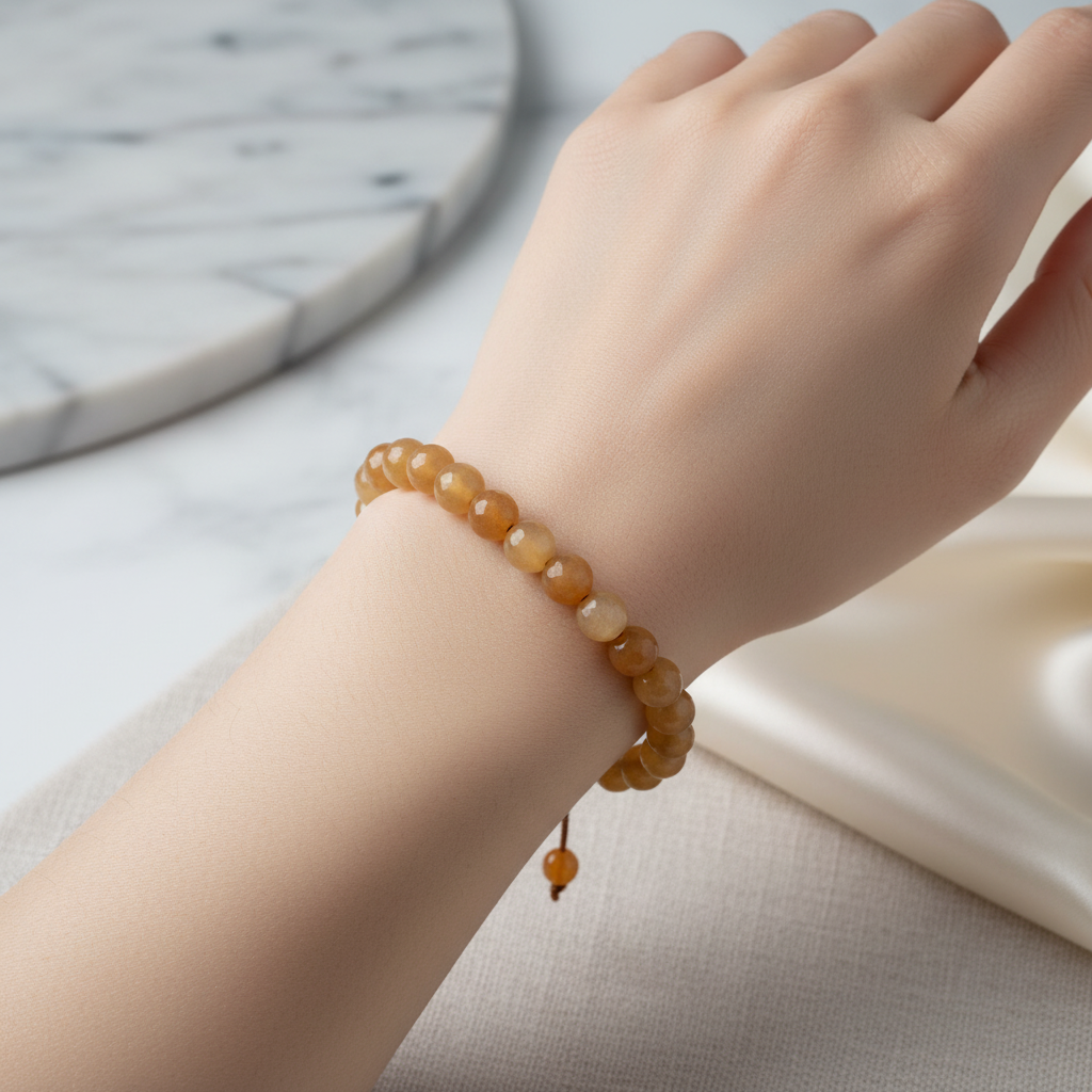 Turuncu Aventurin 6mm Merdiven Kapama Doğal Taş Bileklik