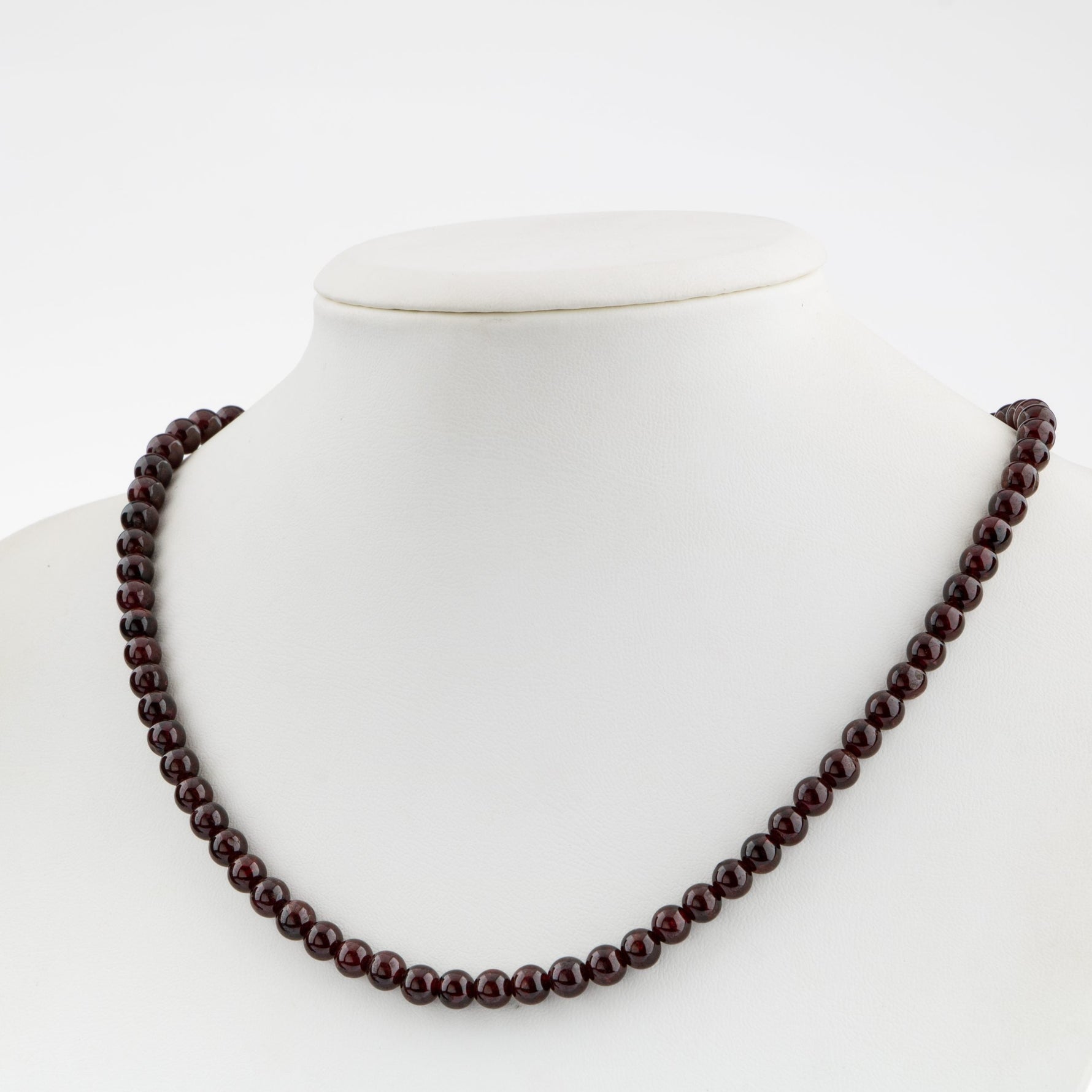 Bordo Granat Lal 6 mm Dizi Doğal Taş Kolye