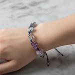 Kova Burcu Doğal Taş Makrome Bileklik – Akuamarin, Ametist, Ay Taşı, Kalsedon, Labradorit, Mor Florit, Yeşim – Özel Tasarım