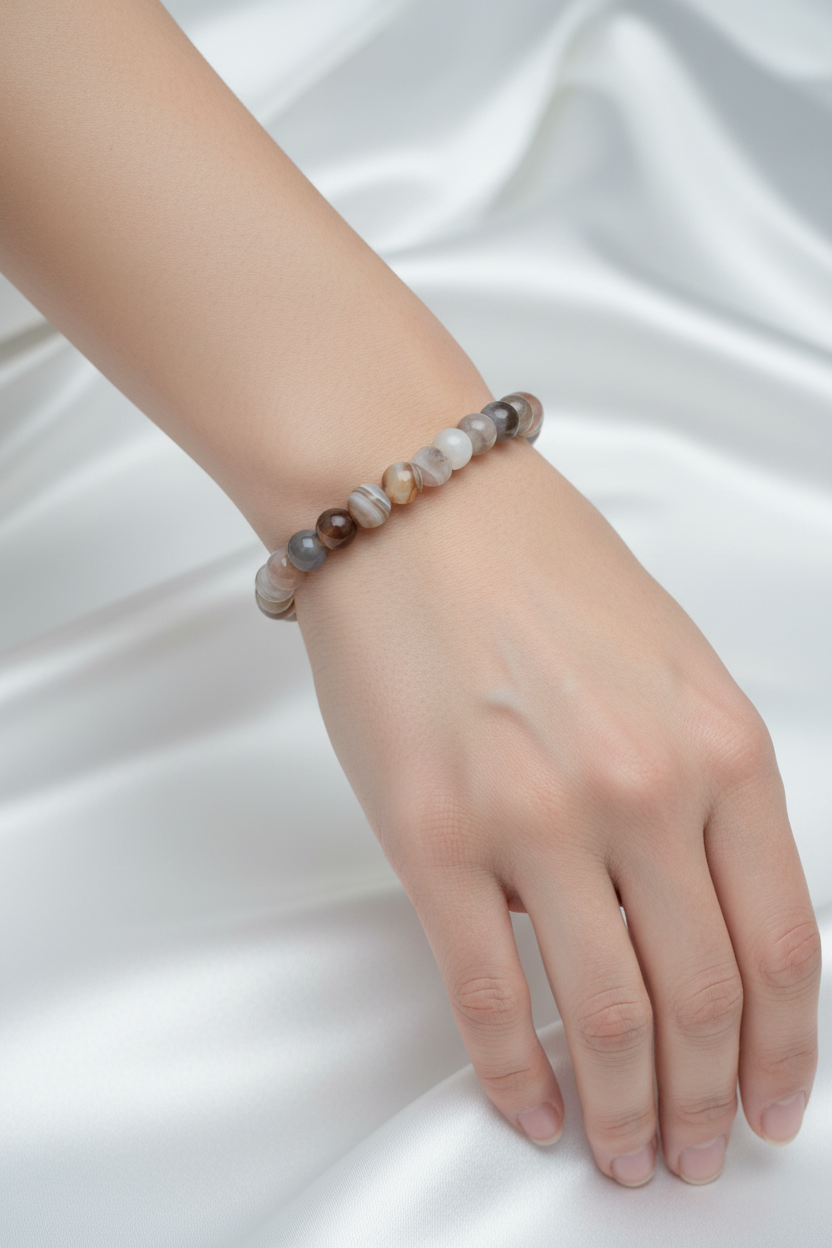 Botswana Akiği 6mm Doğal Taş Bileklik