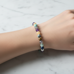 Yay Burcu Doğal Taş Bileklik – Ametist, Dumortierit, İspanyol Varisit, Kalsit ve Labradorit