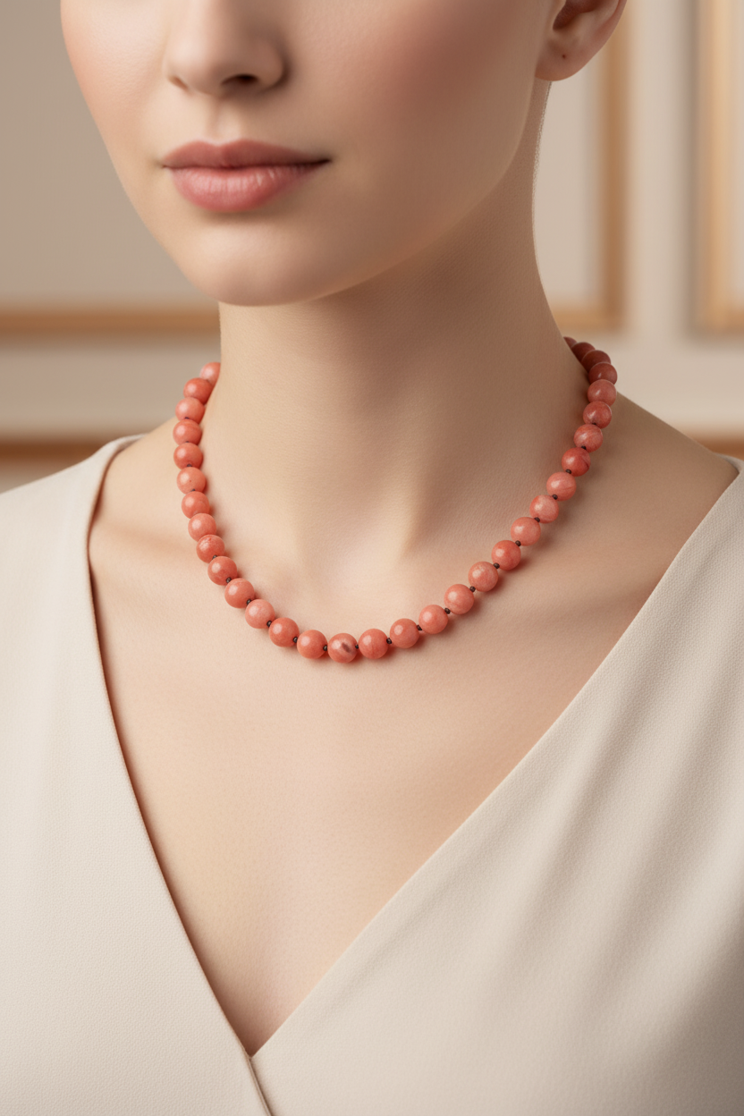 Yemen Akiği 8 mm Düğümlü Doğal Taş Kolye – Unisex El İşçiliği