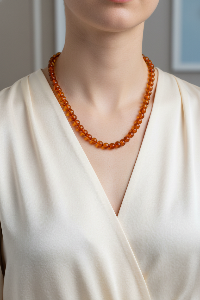 Orijinal Kehribar Doğal Taş Dizi Kolye – Özel Tasarım