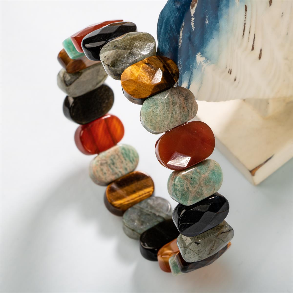 Sertifikalı Kova Burcu Doğal Taş Geniş Kesim Erkek Bileklik