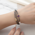 Ametist – Sitrin – Ay Taşı – Hematit Altın Kaplama Doğal Taş Bileklik – El İşçiliği