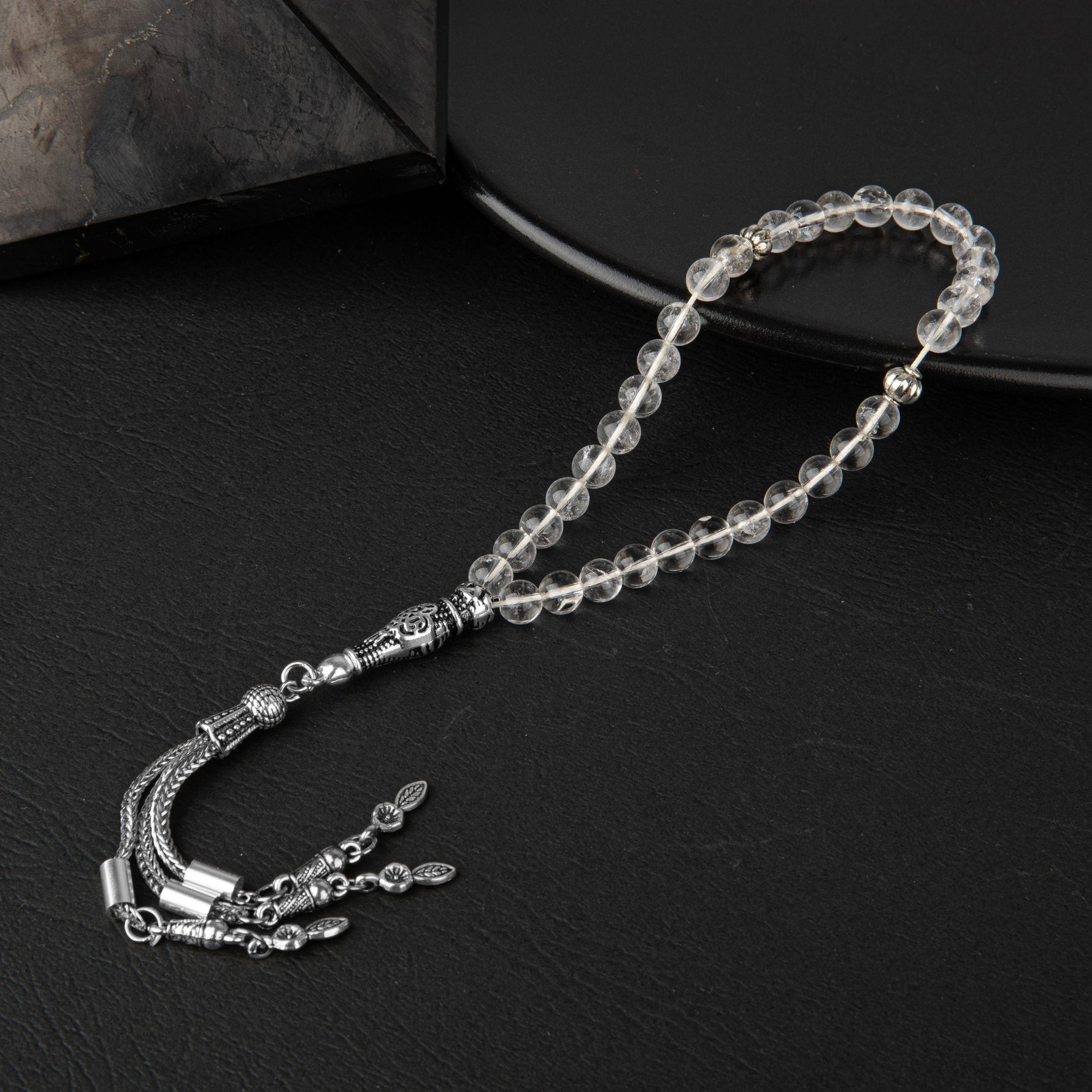 Kristal Kuvars Doğal Taş Tesbih 33lük - 6mm