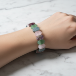 Oğlak Burcu Doğal Taş Bileklik – Ametist, Pembe Kuvars, Yeşil Aventurin & Yosunlu Akik