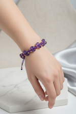 Ametist Doğal Taş Merdiven Kapama Bileklik – Naturel Büyük Kesim & Ayarlanabilir Tasarım