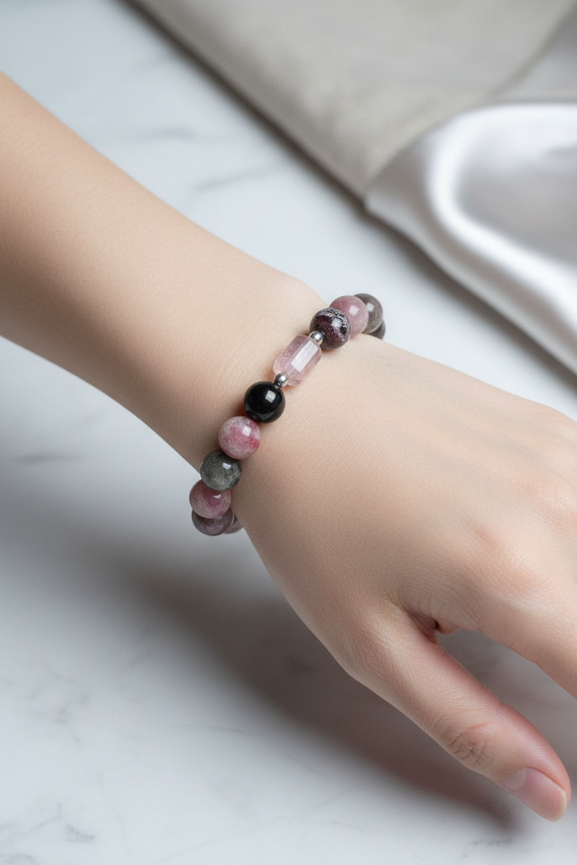 Ametrin Turmalin Doğal Taş Bileklik