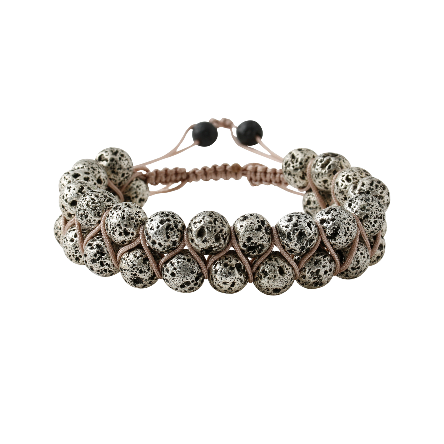 Gri Lav Taşı 8mm Çift Sıra Makrome Doğal Taş Bileklik