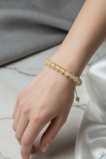 Sitrin Doğal Taş Bileklik – 8 mm Merdiven Kapama İpli, Unisex Tasarım