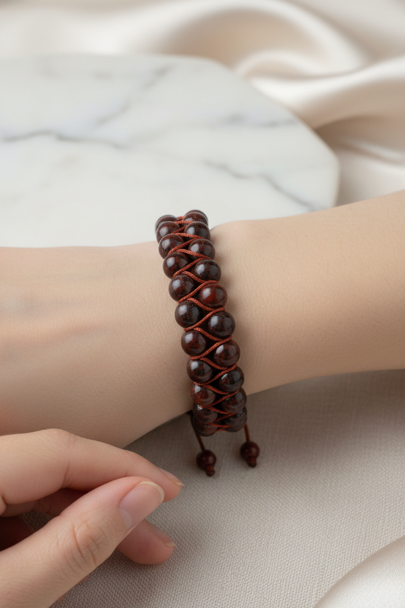 Dragon Jasper 8mm Çift Sıra Makrome Doğal Taş Bileklik