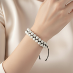 Ay Taşı 8mm Çift Sıra Makrome Doğal Taş Bileklik