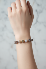 Botswana Akik Doğal Taş Bileklik – Zirkon Aparatlı, Unisex Şık Tasarım