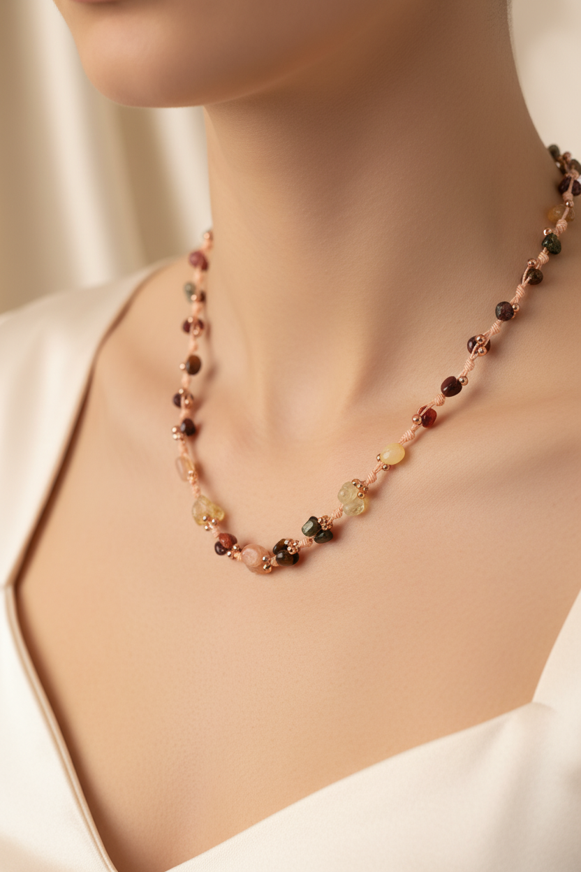 Sertifikalı Aslan Burcu Doğal Taş Makrome Örme Kolye | Pirtash | Özel Üretim