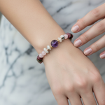 Ametist, Ay Taşı, Pembe Kuvars & Renkli Turmalin Doğal Taş Bileklik – Özel Tasarım