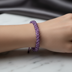 Ametist 3-4 mm Çift Sıra Doğal Taş Bileklik – Unisex El İşçiliği