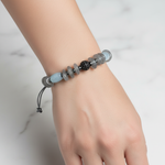 Akuamarin ve Labradorit Doğal Taş Makrome Bileklik – Ayarlanabilir El Yapımı Tasarım