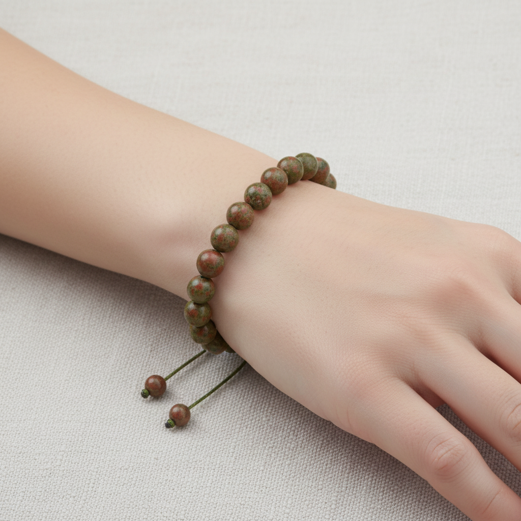Unakit 8 mm Merdiven Kapama Doğal Taş Bileklik – El İşçiliği