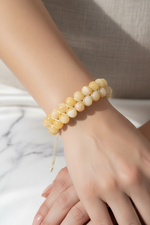 Aragonit 8mm Çift Sıra Makrome Doğal Taş Bileklik