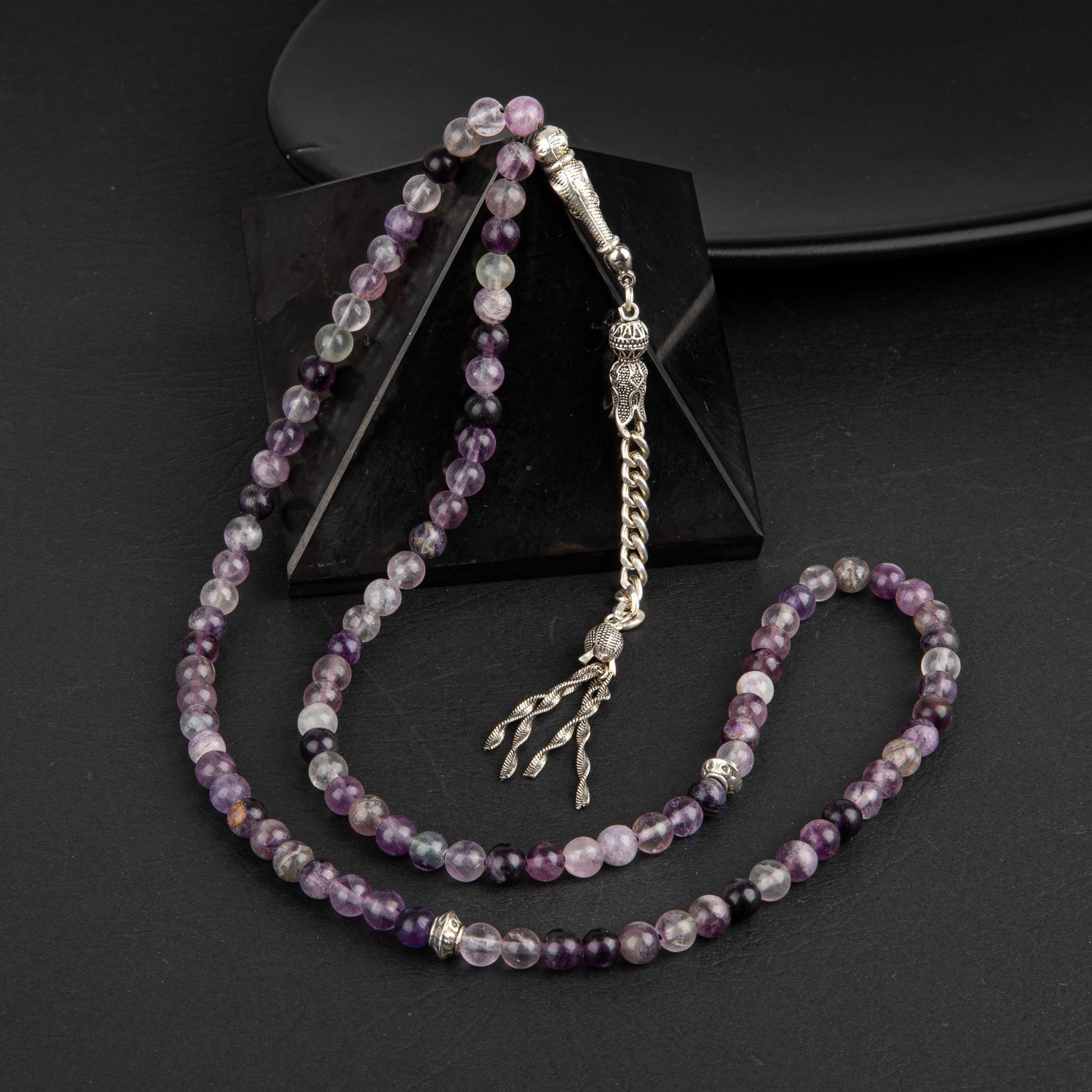 Mor Florit Doğal Taş Tesbih 99luk - 6mm