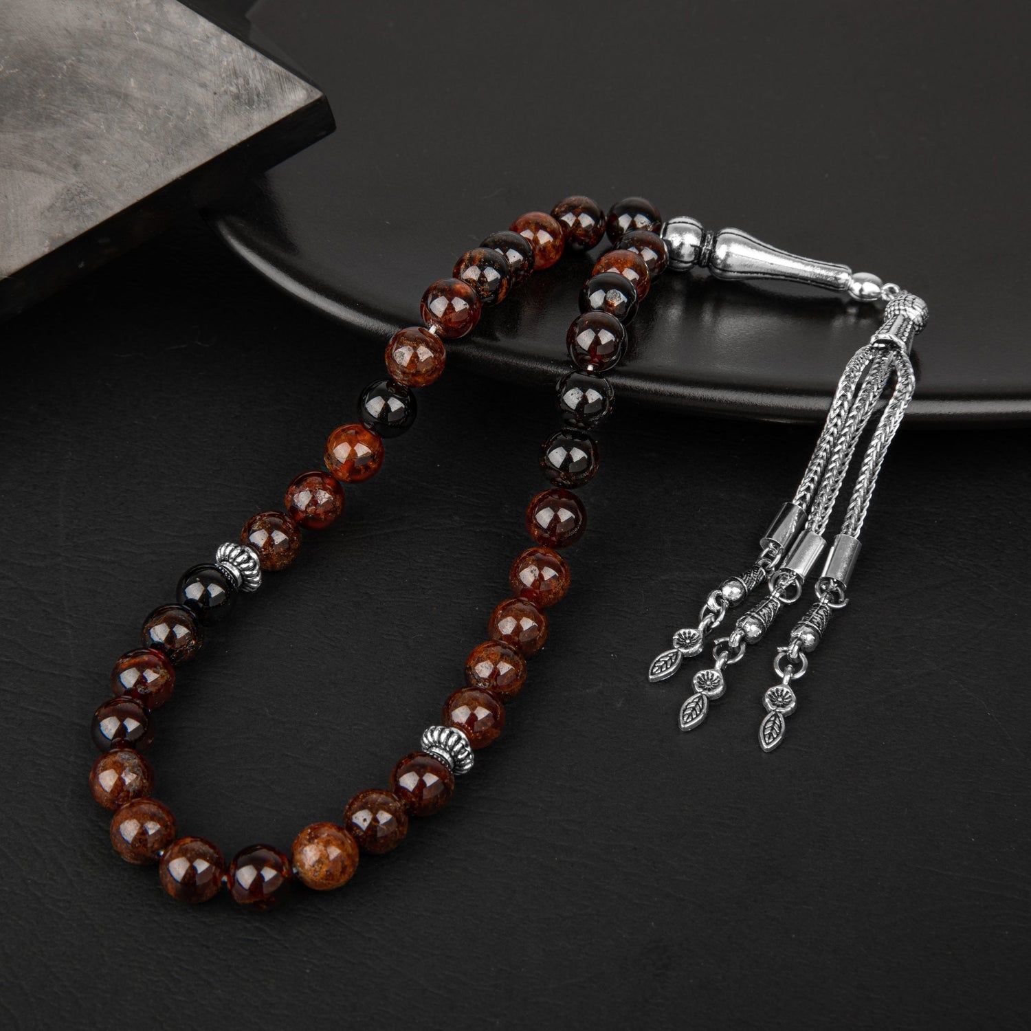 Bordo Granat Lal Doğal Taş Tesbih 33lük - 8mm