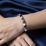 Terazi Burcu Doğal Taş Bileklik – Akuamarin, Dumanlı Kuvars, Güneş Taşı, Krizokol, Obsidyen ve Siyah Turmalin