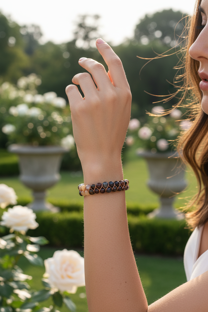 Sertifikalı Aslan Burcu Doğal Taş Çift Sıra Makrome Bileklik – 6 mm | Pirtash | Özel Üretim