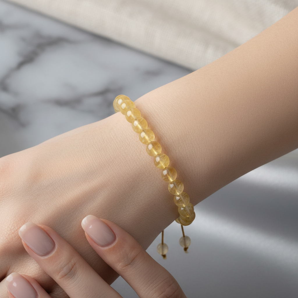 Sitrin 8 mm Merdiven Kapama Doğal Taş Bileklik – El İşçiliği