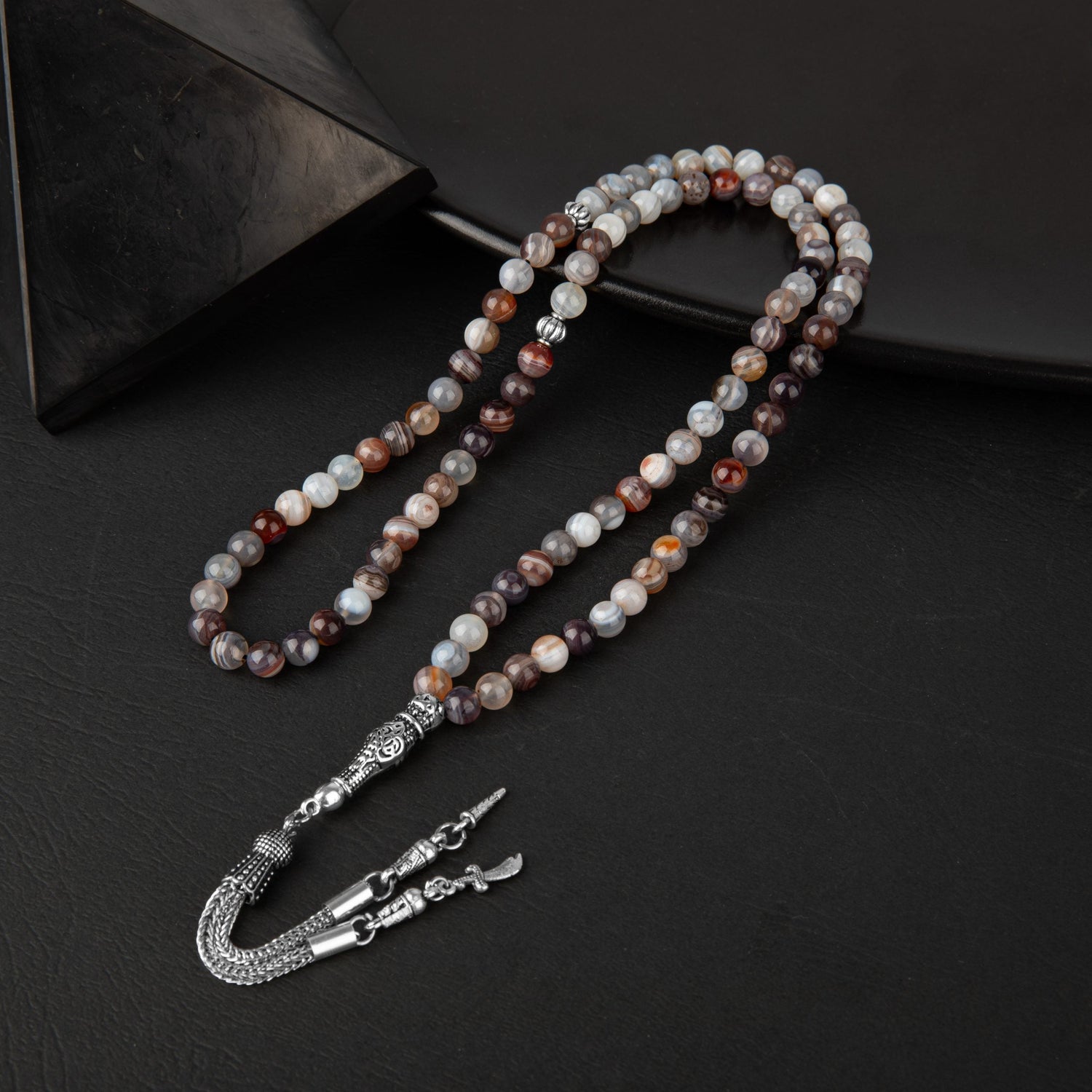 Botswana Akiği Doğal Taş Tesbih 99luk - 6mm