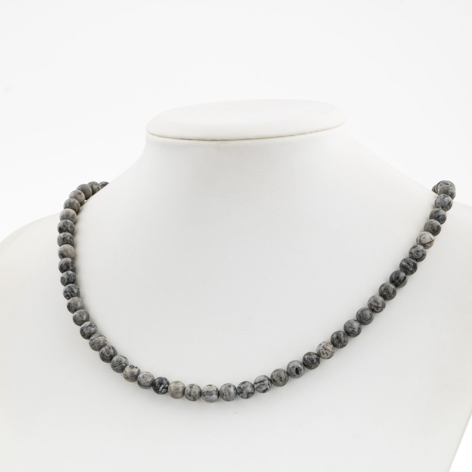 Gri Jasper 6 mm Dizi Doğal Taş Kolye