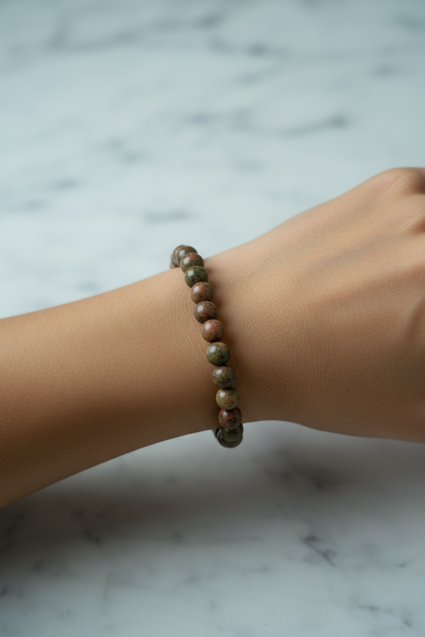 Unakit 8mm Doğal Taş Bileklik