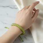 Zebercet (Peridot) 3-4 mm Çift Sıra Doğal Taş Bileklik – Unisex El İşçiliği