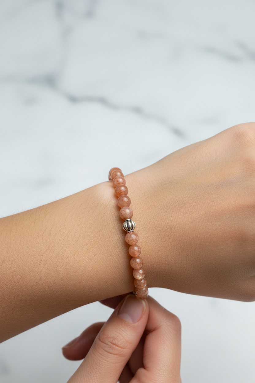 Güneş Taşı 6mm Doğal Taş Bileklik