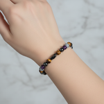 Kova Burcu Doğal Taş Bileklik – Ametist, Golden Obsidyen, İspanyol Varisit & Kaplan Gözü