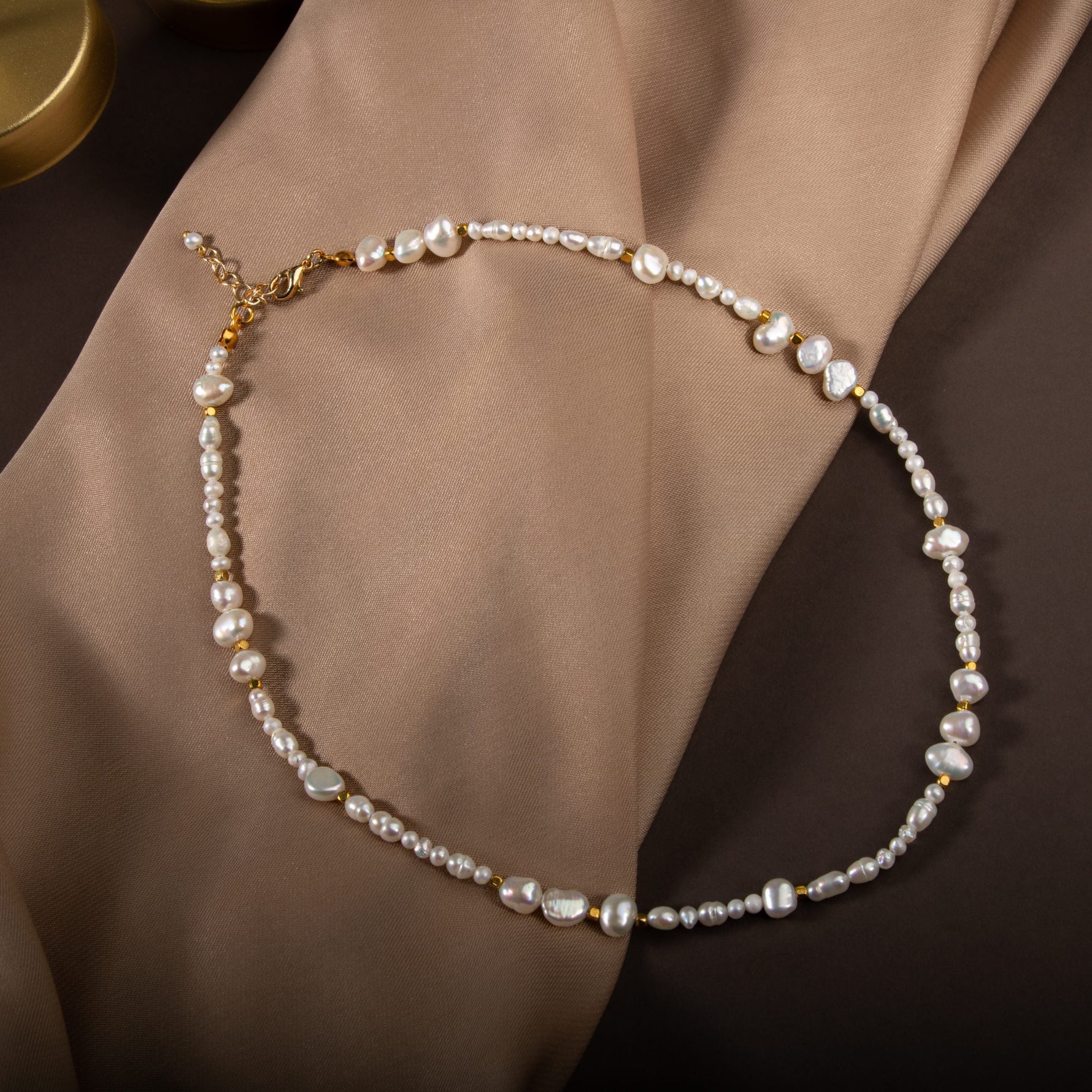 İnci Altın Kaplama Doğal Taş Kolye