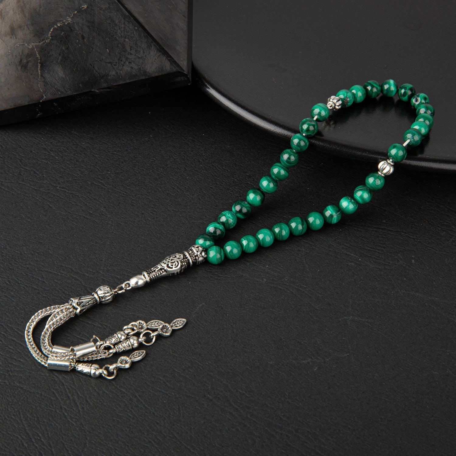 Malakit Doğal Taş Tesbih 33lük - 6mm