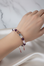 Ametist, Ay Taşı ve Pembe Kuvars Doğal Taş Bileklik – Unisex Şık Tasarım