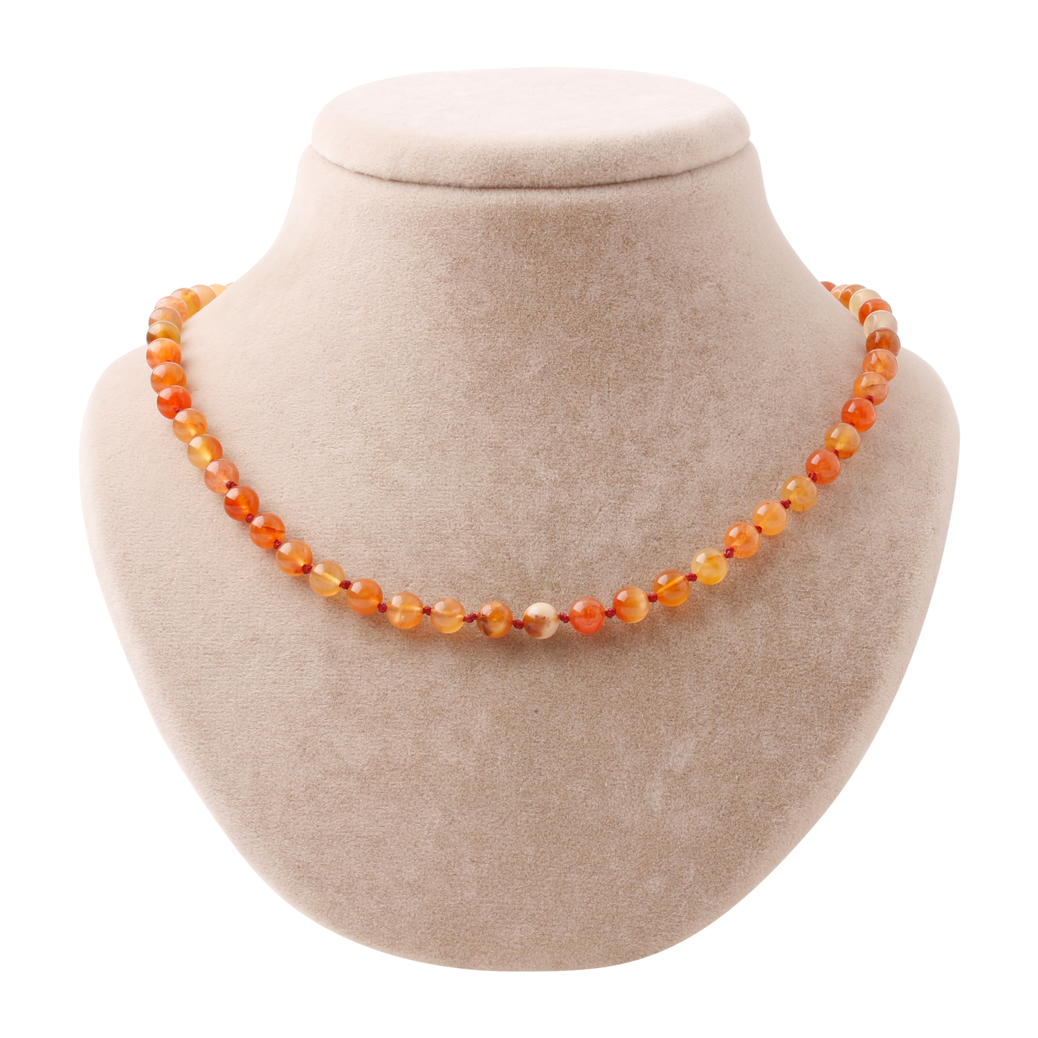 Madagaskar Akiği 6 mm Düğümlü Doğal Taş Kolye