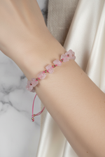 Ham Pembe Kuvars Doğal Taş Bileklik – Unisex Şık Tasarım