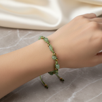 Yeşil Kiyanit Natürel Kesim Doğal Taş Makrome Bileklik – Unisex El İşçiliği