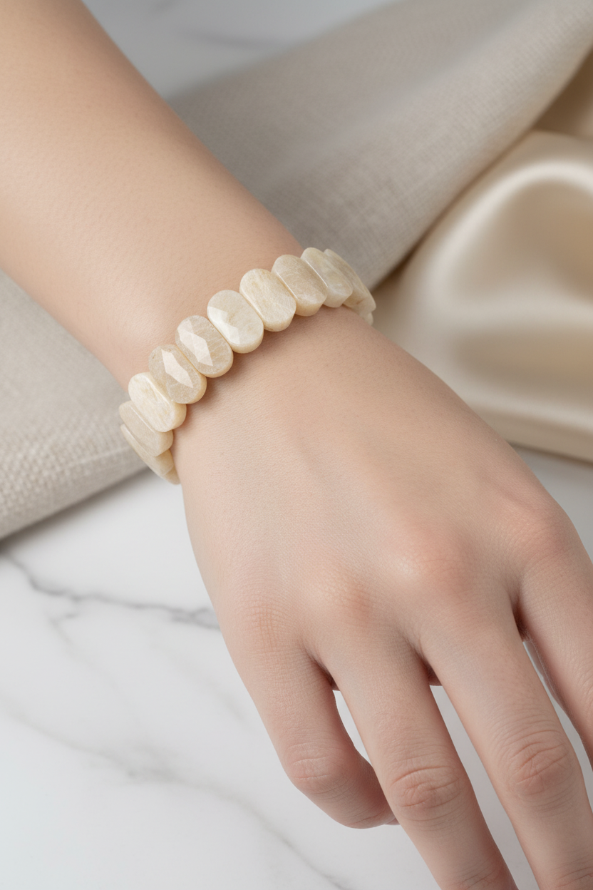 Ay Taşı Doğal Taş Geniş Kesim Bileklik