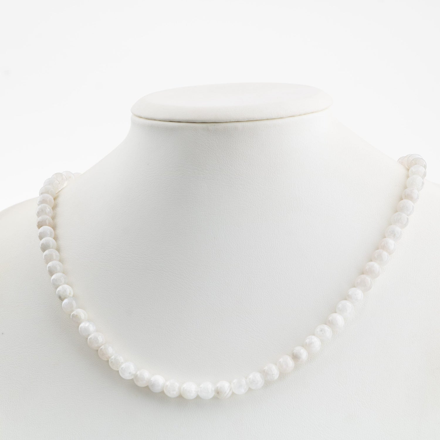 Ay Taşı 6 mm Dizi Doğal Taş Kolye