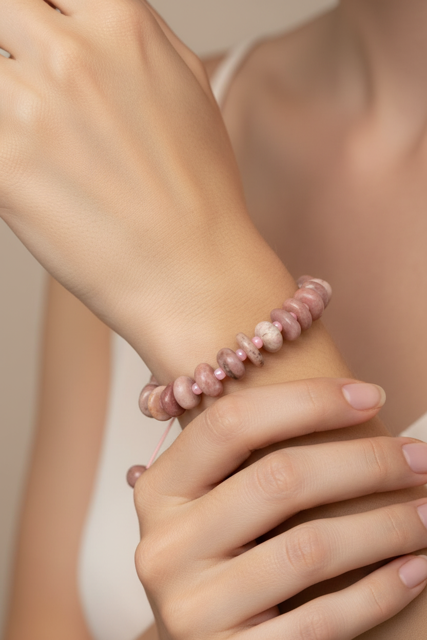 Sertifikalı Jasper Doğal Taş Makrome Örme Bileklik – Şekilsiz Kesim | Pirtash | Özel Üretim