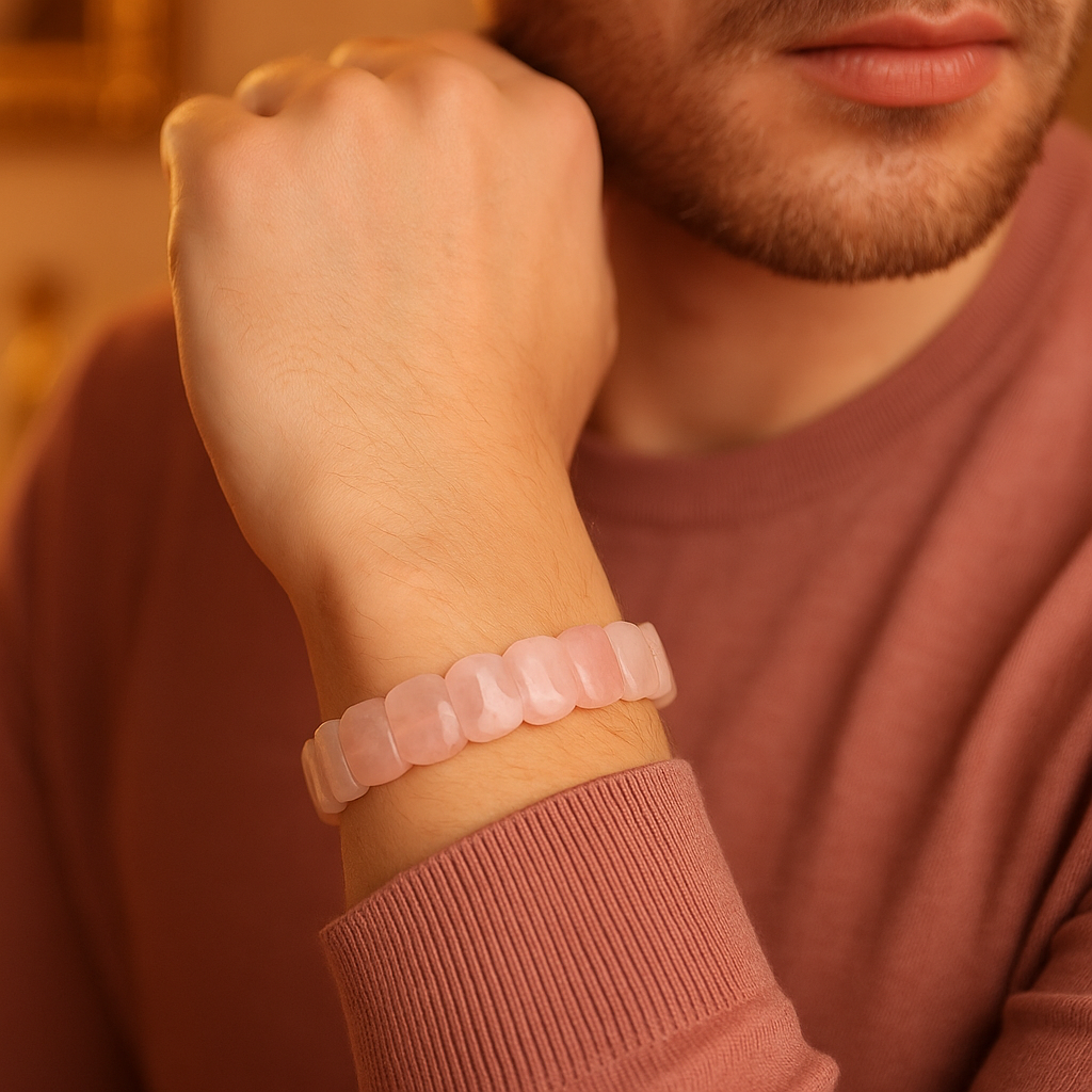 Sertifikalı Pembe Kuvars Doğal Taş Bileklik – 11 x 15 mm Özel Kesim