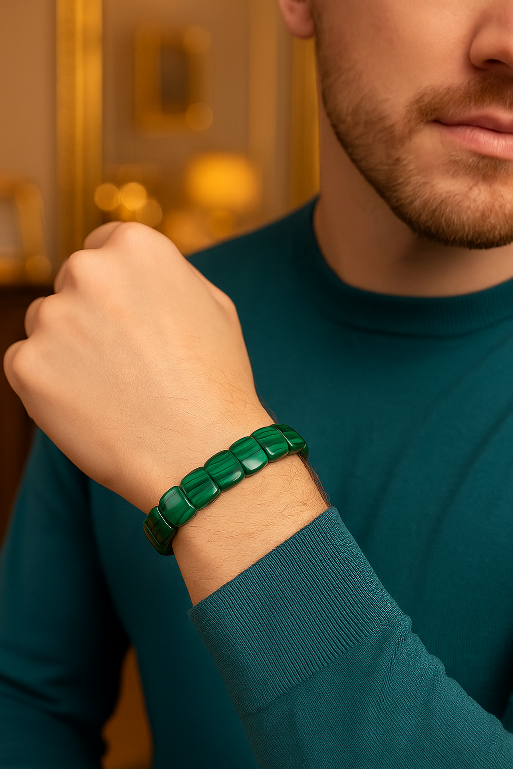 Sertifikalı Malakit Doğal Taş Bileklik – 9 x 12 mm Özel Kesim
