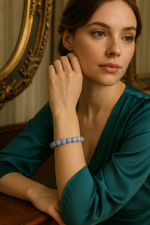 Sertifikalı Mavi Kalsedon Doğal Taş Bileklik – 11 mm Küre Kesim