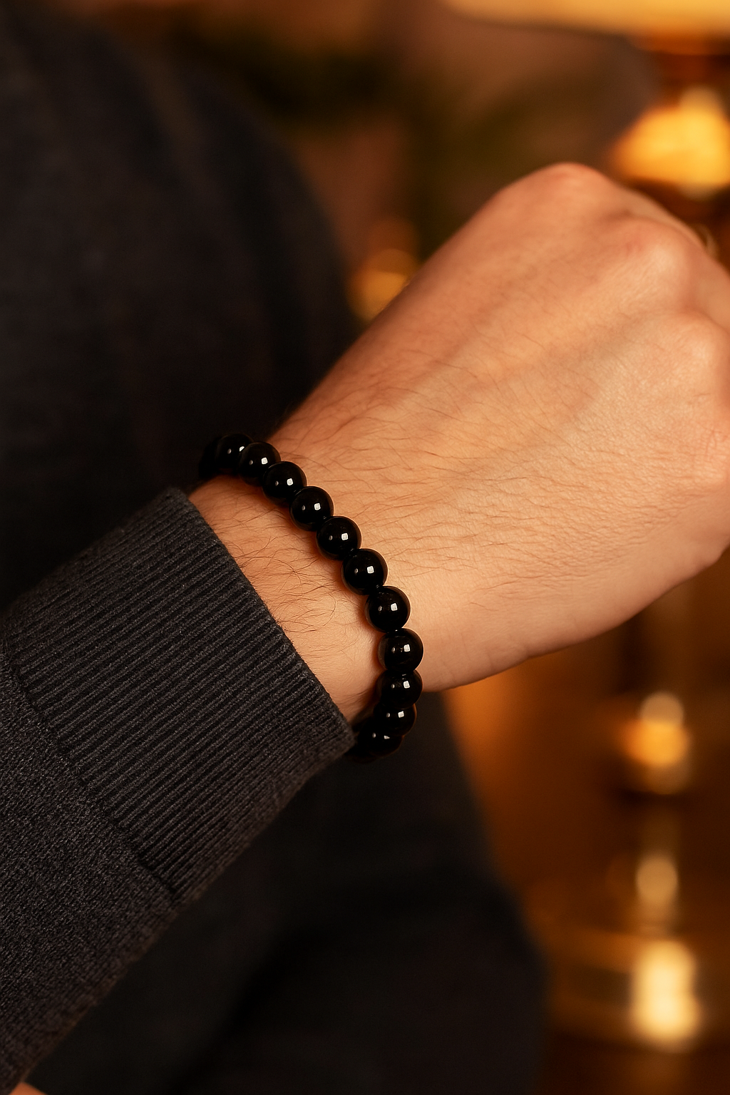 Sertifikalı Obsidyen Doğal Taş Bileklik – 6 mm Küre Kesim